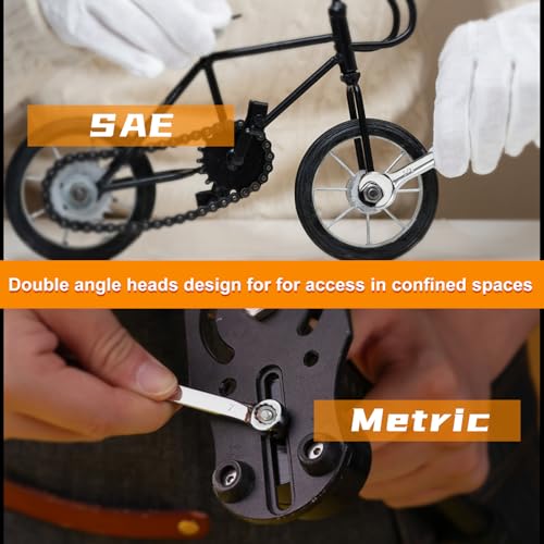 Mini Wrench Set Metric and SAE 20 Pcs Ignition Wrenches 4-11mm & 5/32" to 7/16" Open End Box End Wrench Set with Key Ring, Combination Wrench Sets with Zipper Bag - style: Metric and SAE