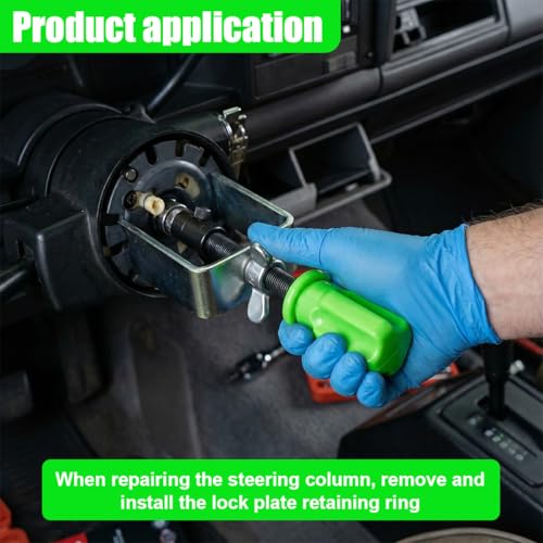 Car Steering Wheel Lock Plate Remover, Automotive Lock Plate Snap Rings Repair Kit with 9/16''-18 Reversible Adapter, Vehicle Installer Removal Tool for Vehicle Steering Columns (Silver)