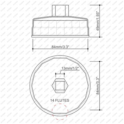 Oil Filter Wrench Compatible with Dodge, Mercedes E320, and Jeep 3.0L Diesel Engines, 83-84mm 14Flutes Cap Removal Tool Socket Alloy Steel