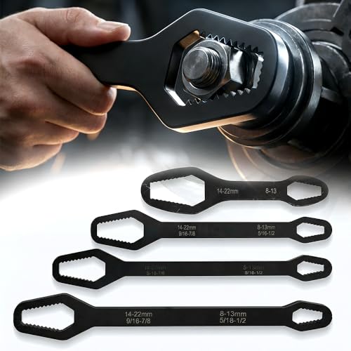 ROWPOZ 4Pcs Double-Ended Multifunctional Universal Wrench, 3mm-22mm Self-Adjusting Wrench Set All in One Tool, Outdoor Riding Home Car Repair Tools for Auto Repair ﻿