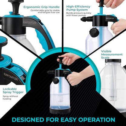 70oz Foam Sprayer, Hand Pump Foaming Sprayer with Adjustable Nozzle, Pressure Foam Spray Bottle for Car Washing, Auto Detailing, Home Cleaning, Pet Bathing and Garden Care