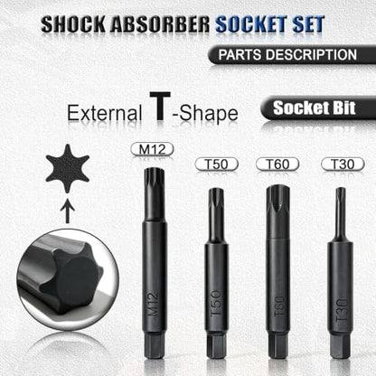 43PCS Strut Socket Set, Strut Nut Socket Shock Absorber Socket with Ratchet Wrench & Adaptor, Suspension Top Mount Nut Installation Removal Automotive Tool for All Vehicles