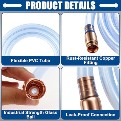 wadoy Siphon Hose Gas/Oil/Water/Fuel Transfer Siphon Hand Pump Self Priming Shaker Hose 6' (2 Pack)