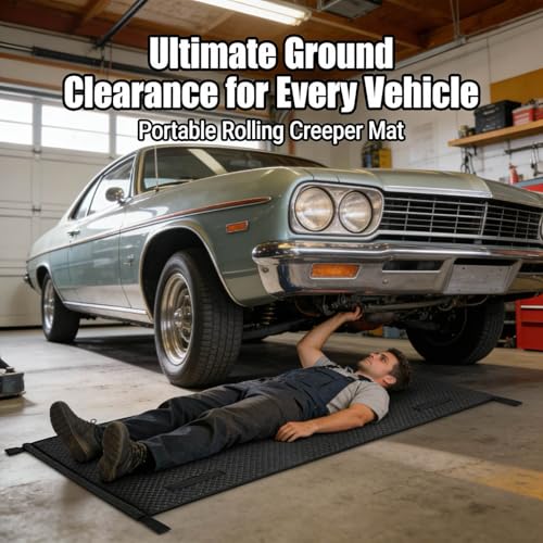 Rolling Creeper Mat, 60"x28" Under Car Repair Pad with Storage Bag, Foldable Low-Profile Mechanics Mat for SUVs, Trucks & Low Clearance Cars, Waterproof & Easy Clean Garage Floor Magical Rolling Mat
