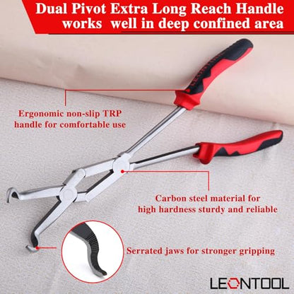 Extra Long Nose Hose Grip Pliers 13" Spark Plug Pliers Long Reach XL Pivot Ring Nose Plier Hose Removal Plier with Serrated Jaw Spark Plug Boot Puller for Hard to Reach Narrow Spaces,Large - style: Large Ring Nose