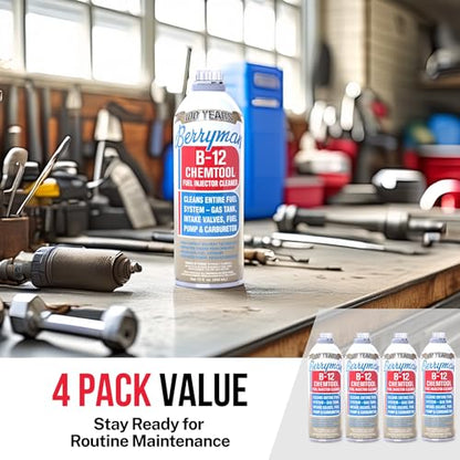 Berryman B-12 Chemtool 0116 (4 Pack) - Fuel Injector Cleaner, 15oz with SMA Towel | Carburetor & Fuel System Cleaner Additive for Cars