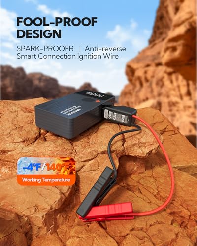 Car Battery Jump Starter with Air Compressor,44.4Wh Battery Jump Box with Tire Inflator,Jump Booster with Smart Jumper Cables,LED Light Emergency Car Kits for Vehicles,Arrancador Ae Batería - style: JC8 With Air Compressor 12000mAh