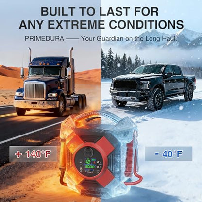 DM1264 Heavy Duty Truck Jump Starter, 30000A Peak 12V Lithium Battery Booster Pack for Semi Trucks,Starts All Gasoline Engines and Diesel Engines up to 50L in 1 Second at -40°F. - color: Red