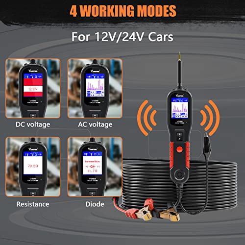 VDIAGTOOL V200 Automotive Circuit Tester, Power Circuit Probe Tool, 12-24V Electrical Short Open Breaker Circuit Finder, AC/DC Current Resistance, Duty Cycle, & 20FT Extension Cord, for 99% Cars