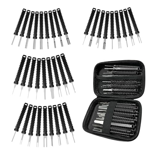 36 PCS Terminal Removal Tool Kit, Automotive Terminal Depinning Tools Kit with Protective Box, Electrical Pin Extractor Connector Release Tool for Car Household Devices (Black)