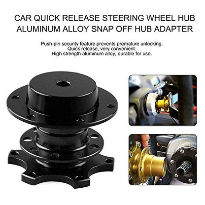 BestTeam Universal Steering Wheel Snap Off Quick Release Hub Adapter Boss Kit With 6-hole Steering Wheel Hub (Gold) - color: Gold