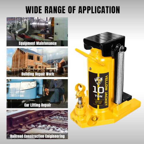 YELLOW JACKET Toe Jack 5 Ton Toe/ 10 Ton Top Capacity Hydraulic Machine Jack Lift,Air Hydraulic Claw Jack for Car Repair,Machinery,Industry Equipment - size: 10 Ton Top