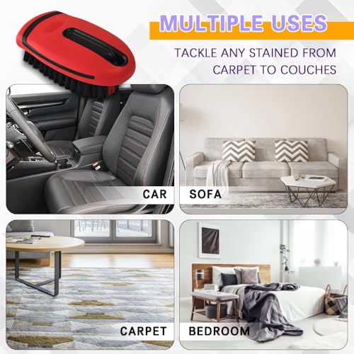 Carpet and Upholstery Cleaning Brush, Household Hard Bristle Brush, Car Plastic Gap Cleaning Brush, Universal Auto Detailing Brush for Car Interior Seat, Clothes and Sofa Cleaning - color: Red