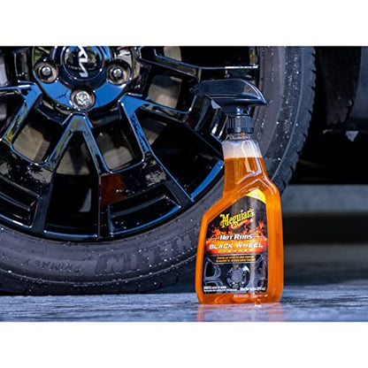Meguiar's Hot Rims Black Wheel Cleaner, Deep Foaming Gel Specially Formulated to Effectively Clean Matte, Gloss, Satin, and Chrome Black Wheels, 24 Oz Spray Bottle - size: 24 Ounce (Pack of 1), style: Hot Rims Black Wheel Cleaner