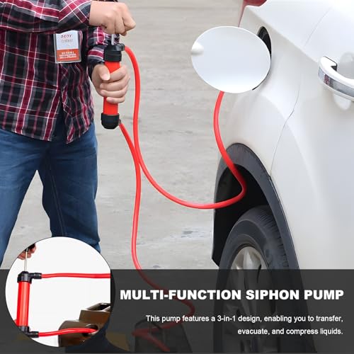 Car Siphon Fluid Transfer Pump, Multi-Use Hand Fuel Pumps Liquid Extractor Tool, Universal Portable Manual Fluid Extractor Pump Kit for Gas Oil & Liquids, Car Accessories