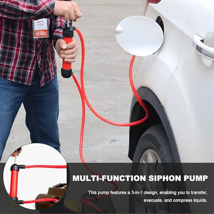 Car Siphon Fluid Transfer Pump, Multi-Use Hand Fuel Pumps Liquid Extractor Tool, Universal Portable Manual Fluid Extractor Pump Kit for Gas Oil & Liquids, Car Accessories