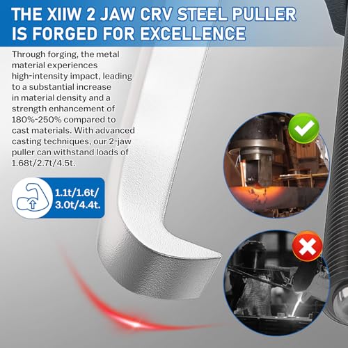 XIIW 4 Bearing Puller Kit 2'' 3'' 4'' 6'' with 2 Jaws Pulley Puller Tool Adjustable | Chrome Vanadium Steel Bearing Gear Puller Set Hand Remover Tool Pump Pulley Remover for Wheel, Motorcycle, Bearings, Gears - size: CR-V 2-Jaw Gear Puller 4'' 6'' 8''