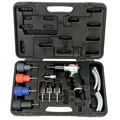 Myers Tire Supply 64010 Wheel Nut & Stud Cleaning Kit, with 1/4" Drive Reversible Air Tool, 4 Bolt Hole Cleaning Brushes, 4 Stud Cleaning Brushes, 4 Replacement Brushes and a Carrying Case