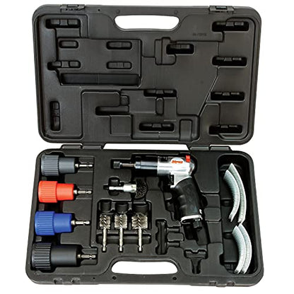Myers Tire Supply 64010 Wheel Nut & Stud Cleaning Kit, with 1/4" Drive Reversible Air Tool, 4 Bolt Hole Cleaning Brushes, 4 Stud Cleaning Brushes, 4 Replacement Brushes and a Carrying Case