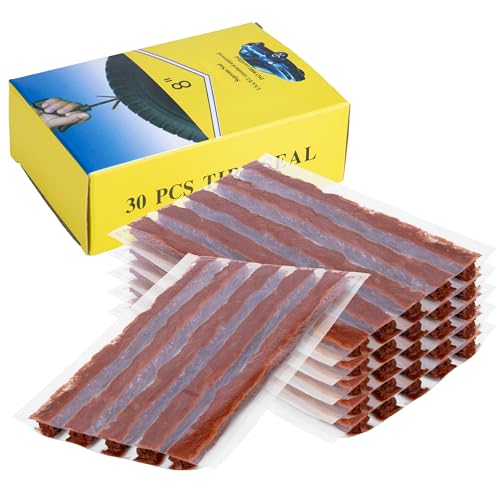 30 PCS Tire Plugs Heavy Duty, 4" X 0.24" Tire Repair Plugs, Rubber Tires Plug, Tires Repair Strings for Tubeless Puncture Car, RV, SUV, ATV, Motorcycle, Truck,Tractor (Brown) - color: brown, size: 4"