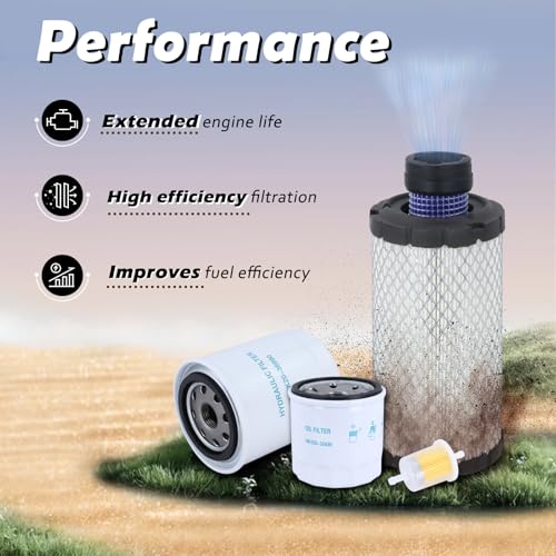 Maintenance Service Filter Kit 77700-03362 Compatible with Kubota BX22 BX23 BX24 BX25 BX2230 BX2350 BX2360 BX2370 Air Oil Fuel Filter Change Kit Replace# 12581-43012 HHK20-36990