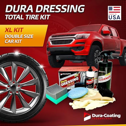 Dura-Dressing XL Total Tire Kit - Double Size Car Kit - Tire Dressing, Cleaning and Restoration Kit for Cars - High Gloss Coating to Renew and Protect Your Tires - Made in USA - size: XL Total Tire Kit
