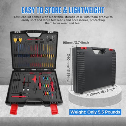 Multimeter Test Leads Kit 104PCS Multimeter Leads Kit Multi Function Electrical Back Probe Kit Efficient Automotive Circuit Test Leads Kit Relay Wire Terminal Test Diagnostic Tool with Alligator Clips - size: 104PCS