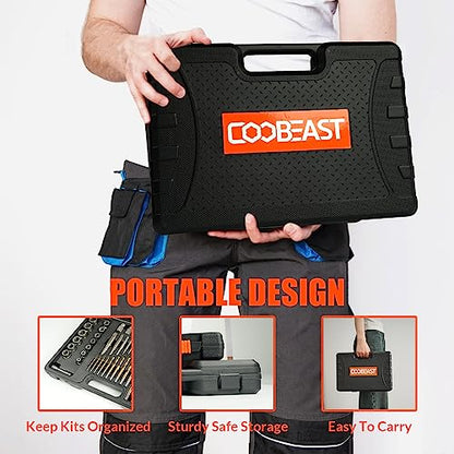 Coobeast 49Pcs Bolt Extractor Kit with Left Hand Drill Bit, Screw Extractor Set Heavy Duty, Bolt Extractor & Reverse Drill Bit Easy Out Damaged Nuts Stripped Screw with Portable Case Great Mens Gift - size: 49PCS