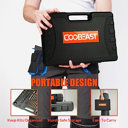 Coobeast 49Pcs Bolt Extractor Kit with Left Hand Drill Bit, Screw Extractor Set Heavy Duty, Bolt Extractor & Reverse Drill Bit Easy Out Damaged Nuts Stripped Screw with Portable Case Great Mens Gift - size: 49PCS