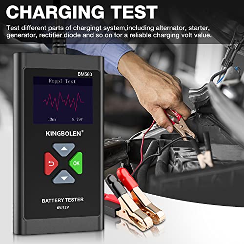 KINGBOLEN BM580 6V 12V Car Battery Tester, 100-2000CCA Voltage Tester, Precision Digital Auto Battery Analyzer, Loading/Charging/Starting System Tester for Cars SUV ATV Boats Motorcycles Vehicle