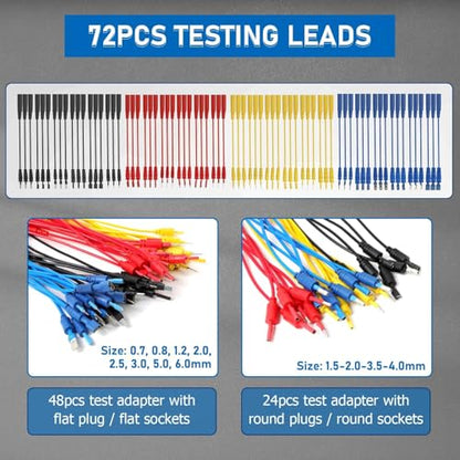 104PCS Automotive Circuit Test Leads Kit, Multimeter Terminal Test Leads Kit Multi Function Probe Test Kit with Heavy Duty Back Probes Test Lead Set Wire Connectors Set with Black Carrying Case - size: 104PCS Automotive Circuit Test Leads Kit