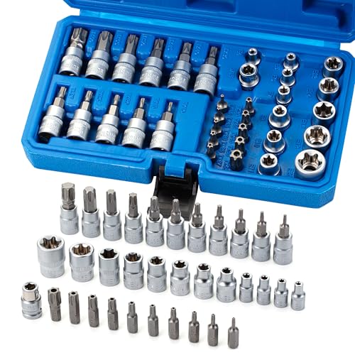 Bates- Male & Female Torx Bit Socket Set, 34 Pack, 3/8" Drive, CR-V Steel, Torx Bits T10-T55, E Sockets E4-E20, Socket T10-T60