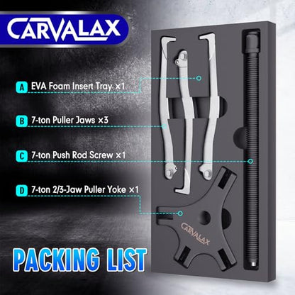 CARVALAX Gear Puller 7 Ton, Heavy Duty CR-V Steel 2 & 3 Reversible Jaw Bearing/Pulley Puller – Professional Automotive & Industrial Tool for Mechanics, DIYers - size: 7T