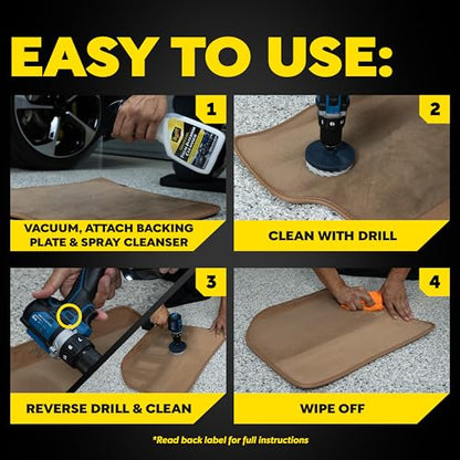 Meguiar's Carpet & Cloth Kit,This Car Care Kit includes a Premium Fabric & Carpet Cleaner and Accessories,A Plush Microfiber Towel and 4” Drill Brush Attachment to Thoroughly Clean Interiors, Kit
