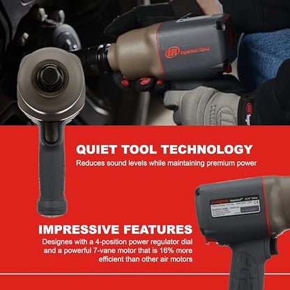 Ingersoll Rand 2145QiMAX 3/4" Drive Air Impact Wrench – Quiet Technology, 1,350 ft-lbs Powerful Reverse-Torque Output, 7-Vane Motor, Steel Hammer Case - style: 2145QIMAX - Standard Anvil