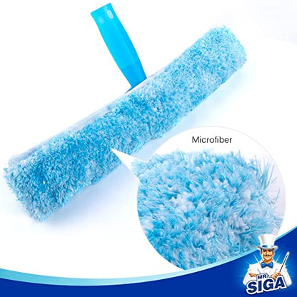 MR.SIGA Professional Window Cleaning Combo - Squeegee & Microfiber Window Scrubber, 14" - size: 14-inch