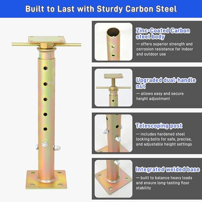 2PCS House Floor Jacks for Leveling,19"-36" Adjustable Screw House Jack Post Pole for Lifting, Heavy Duty Steel Telescoping Jacks Post for Beam Roof Joists Leveling, Crawlspace and Basement Support - style: 2PCS