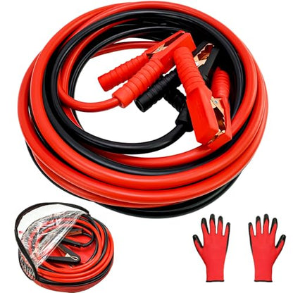 Jumper Cables, 0 Gauge 3000AMP 20FT,Heavy Duty Automotive Booster Cables for 12V/24V Car, SUV &Truck Battery, with Strong Clamps & Thiekened Inner Core, Carry Bag and Gloves Included - size: 0 Gauge - 20FT