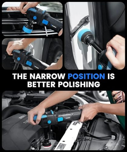 Mini Buffer Polisher, 750W Rotary Polisher 2"/3"/5" Plate for Car Detailing | Polishing Machine with 27 Accessories, 6 Speeds (800–2800 RPM), M16 Thread Extension Shaft for Car Boat Polishing/Waxing