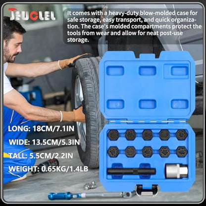 12PCS Wheel Locking Nut Key Kit Compatible with Mercedes Benz | Wheel Lock Nut Socket Adapter Set, Anti-Theft Lug Removal Tool, Anti-Theft Screw Remover, Repair Tool, Tyre Fitting, garage