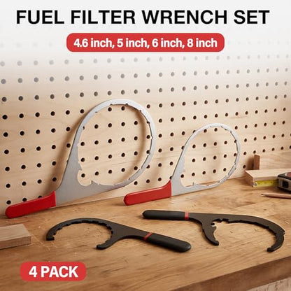 SPARKWHIZ 4.6 Inch, 5 Inch, 6 Inch, 8 Inch Fuel Filter Wrench 4pack | Compatible with 380134 382 Detroit Diesel Truck Engines, Navistar Engines Diesel DD13, DD15, DD16, Peterbilt & Cummins Diesel - size: 4 size