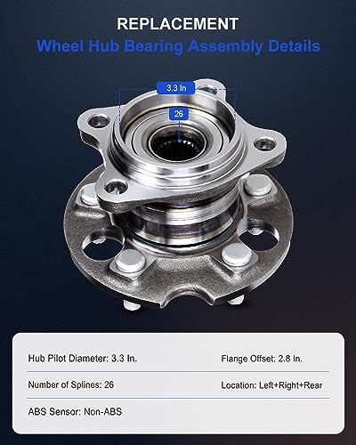 ECCPP 512284 Wheel Bearing Hub Assembly for Toyota Venza 2009-2016 | for Lexus RX350 2007-2009 5 lugs Pre-Greased Sealed - size: 512284