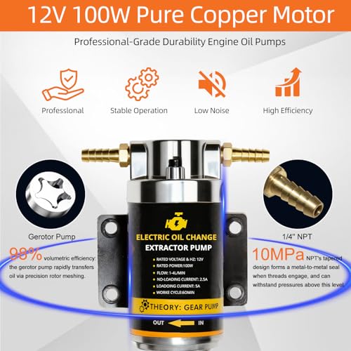 100W Electric Oil Change Extractor Pump, 1-4L/min Oil Transfer Pump for Engine/Transmission/Gear Oil Change, Compatible with DeWalt 20V Battery(Oil Pump-B+Yellow Adapter) - color: Oil Pump-B+Yellow Adapter