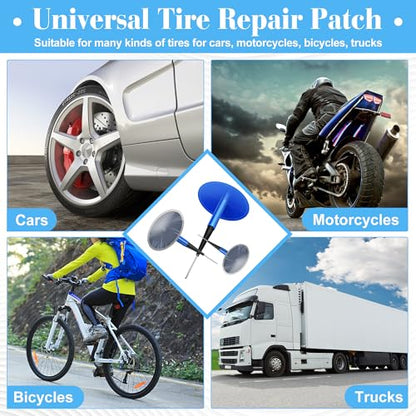 Tire Repair Patch Plug Kit, 24P Mushroom Tire Plug Patch | with Hex Shank Drill Bit for Car (1.41" / 1.81" / 2.36")