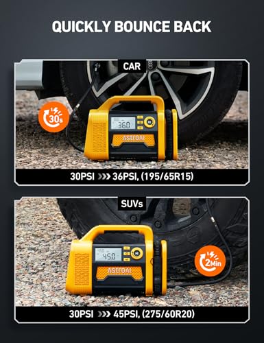 AstroAI TC3 Truck Tire Inflator Portable Air Compressor, 150PSI Cordless Heavy Duty Air Pump with 4000mAh Battery, TurboRise Fast Inflation & Auto Shutoff, Digital Gauge for SUV, RV & Off-Road 4x4