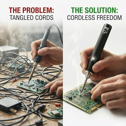 510 Thread Battery Professional Cordless Soldering Iron with LED Display Precise Temp Control USB-C Rechargeable 650mAh Electric Black Soldering Pen, Precision work/Appliance Repair, 3Speed Adjustable