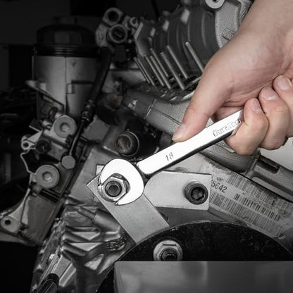 DURATECH 18mm Combination Wrench, Metric | CR-V Constructed, Mirror Polish, 12-Point, 15-Degree Offset - size: 18 mm