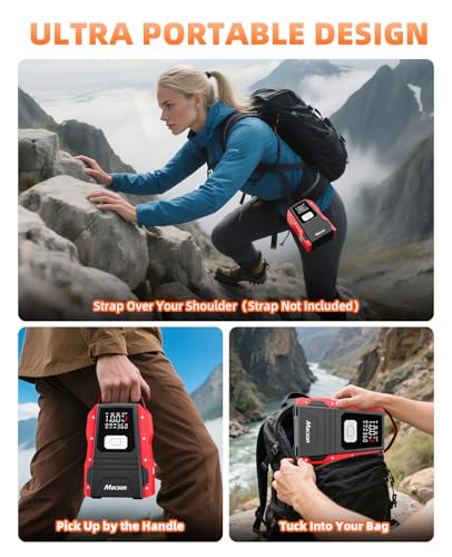5000A Jump Starter with Air Compressor - Portable 12V Jump Box Battery Pack for 9.0L Gas/8.0L Diesel Engines, Car Jumper Starter Portable with 150PSI Tire Inflator, LED Screen, Fold-Up LED Flashlight