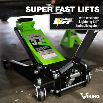 AFF Viking 3.5 Ton Floor Jack - Low Profile Car Jack with Lightning Lift Hydraulic - Heavy Duty - style: Low Profile