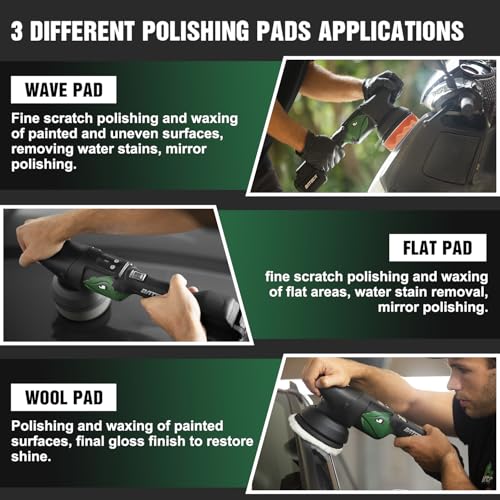 BATOCA 21V Cordless Polisher for Cars - 2.0Ah Lithium Battery Powered Car Buffer Kit, 4500RPM orbital with pads & Buffing Pads Cleaning Brush - Professional Auto Detailing Tool (Upgraded from S2)